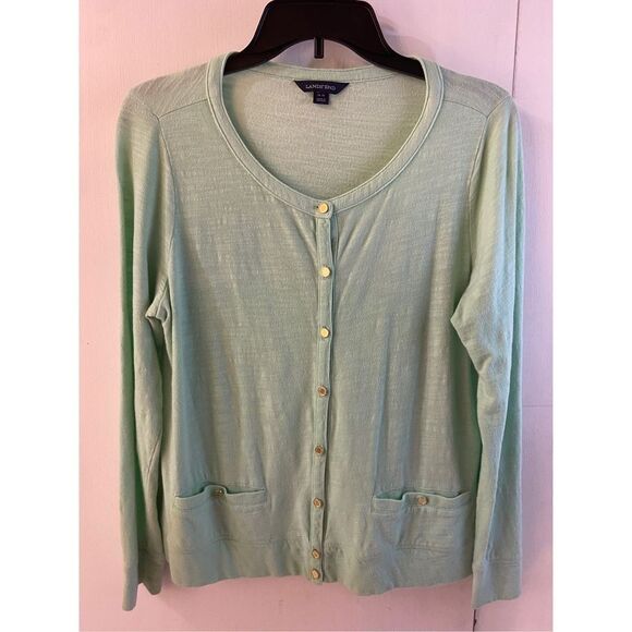Lands' End Tops - Lands end size 14-16 mint green gold buttons top large petite LP #62830